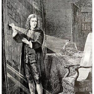 Isaac Newton Analyzing A Ray Of Light Typogravure Victorian 1894 Science DWS4